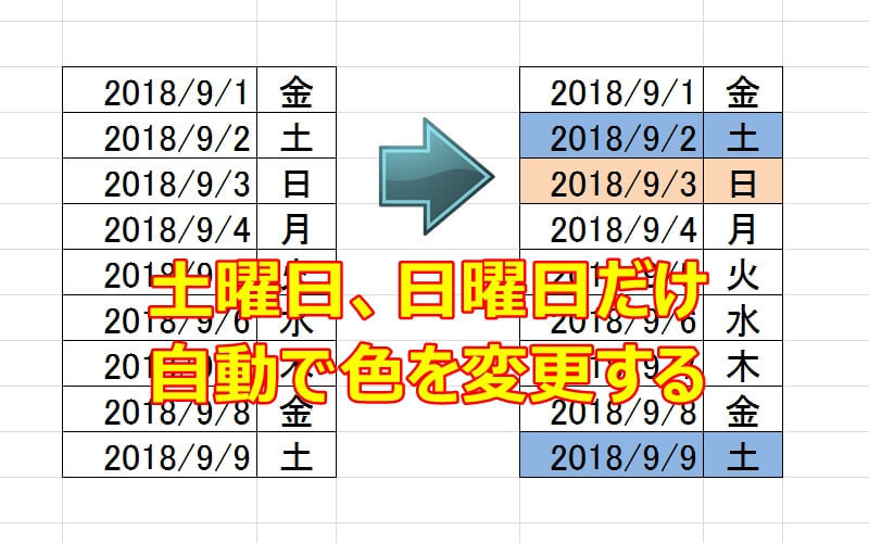 エクセルの土日の色を自動で変更できる2つの方法（条件付き書式）