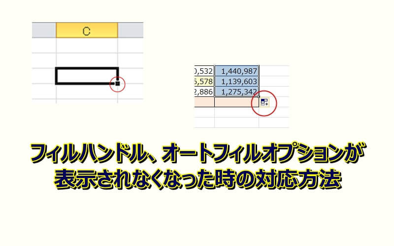 エクセルでフィルハンドルやオートフィルオプションが出ない時の対応方法