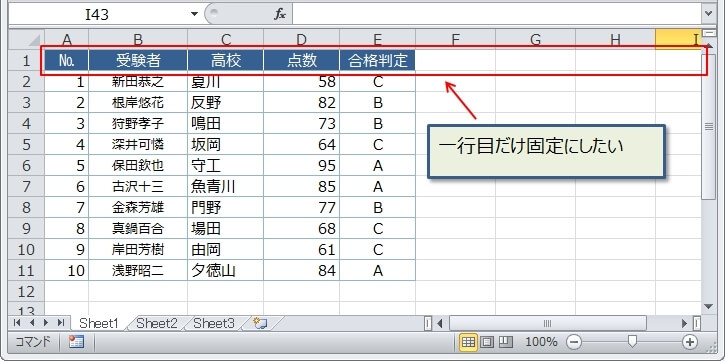 エクセルのセル 行 列 をスクロールしても固定にする エクセルtips