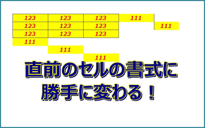 エクセルの入力で隣の書式に勝手に変わってしまう！