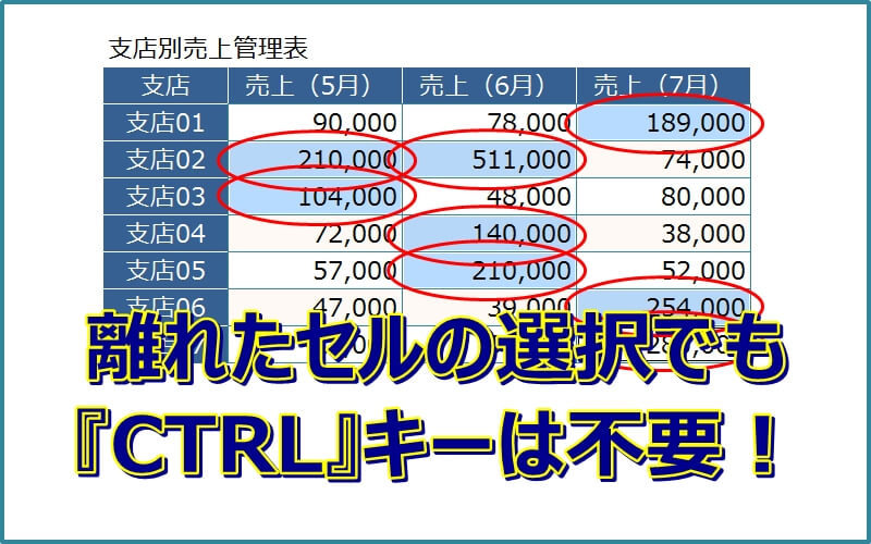 セルを複数選択する時にCTRLキーを使わない方法あります！