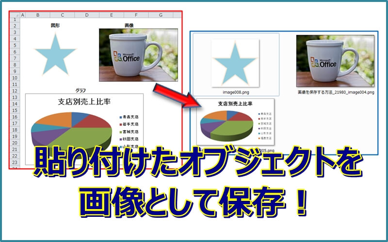 エクセルに貼り付けたオブジェクトを画像として保存する エクセルtips