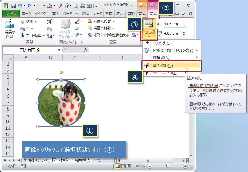 エクセルで画像をいろんな形にトリミングしてみる エクセルtips