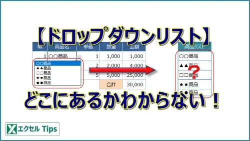 ドロップダウンリストがどこにあるかわからない