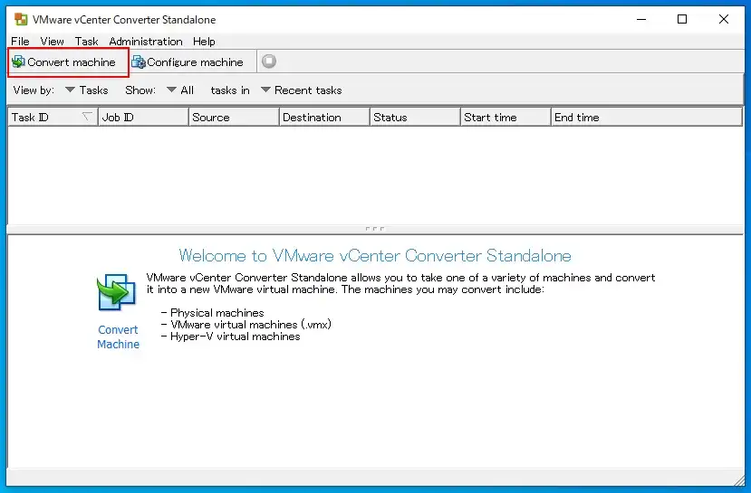 仮想化ツール（変換ツール）「VMware vCenter Converter Standalone」で物理マシン（実PC）から仮想マシンに変換する（仮想化）