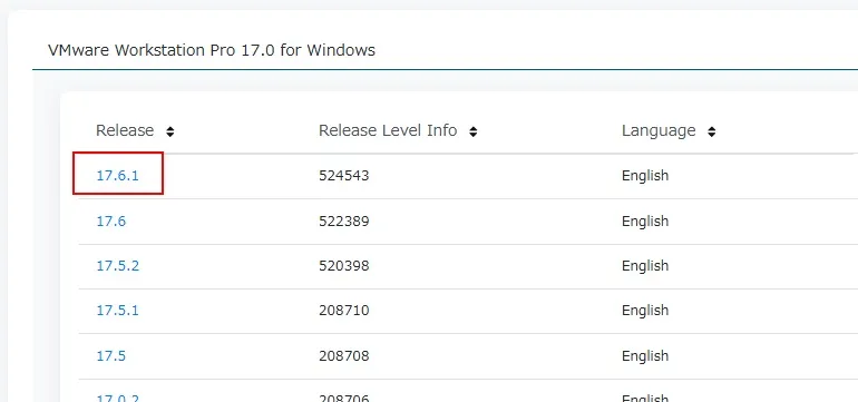 「VMware Workstation Pro 17」をダウンロード